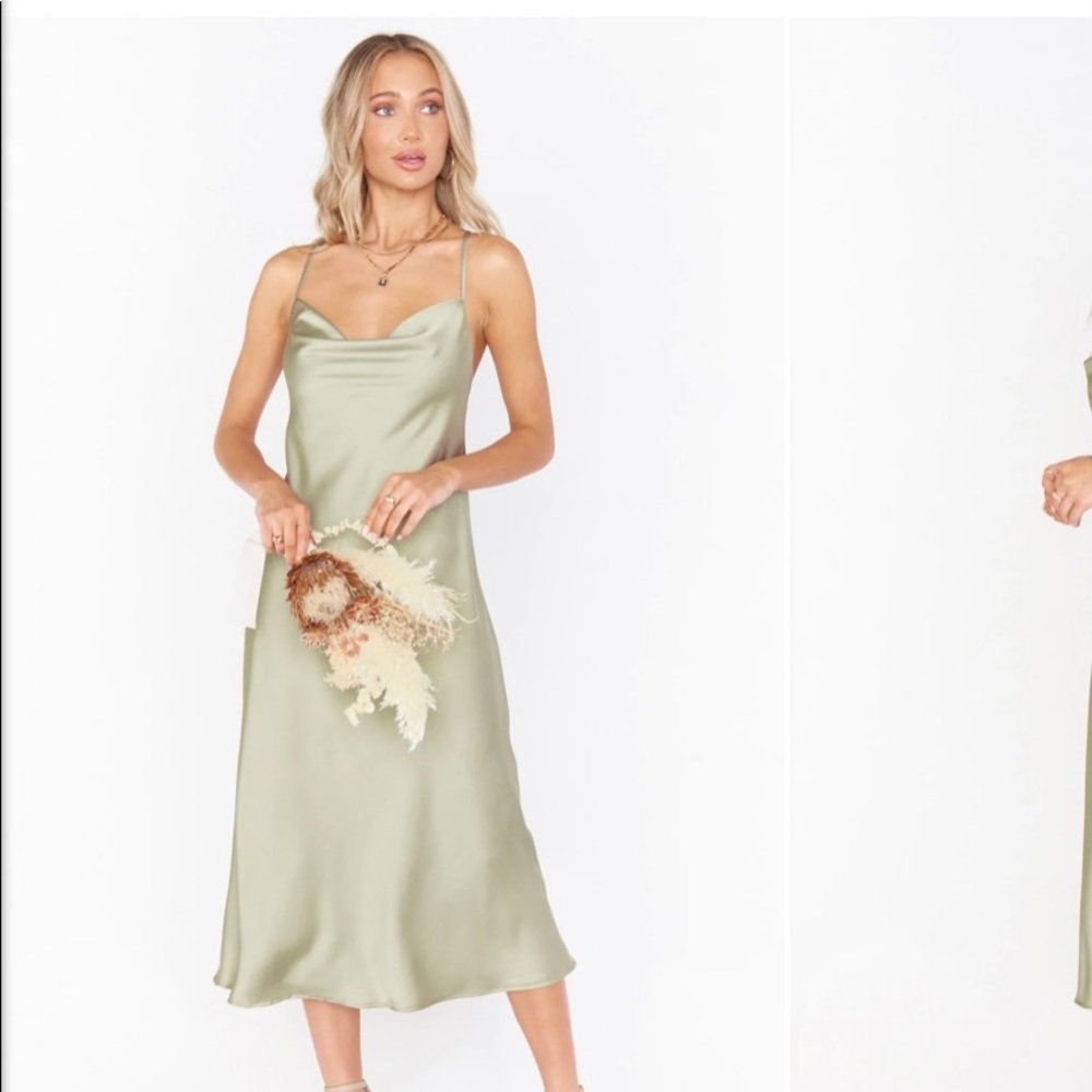 Show Me Your MuMu Moss Green Slip Dress